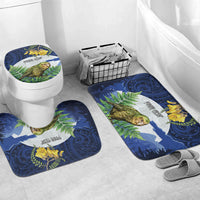 Kakapo New Zealand Personalised Bathroom Set Kowhai Flower Silver Fern Maori Pattern LT22 Mat Set Only (3 pcs) One Size Blue - Polynesian Pride