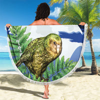 Kakapo New Zealand Personalised Beach Blanket Kowhai Flower Silver Fern Maori Pattern LT22 - Polynesian Pride