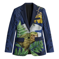 Kakapo New Zealand Personalised Blazer Kowhai Flower Silver Fern Maori Pattern LT22 Unisex Blue - Polynesian Pride