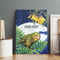 Kakapo New Zealand Personalised Canvas Wall Art Kowhai Flower Silver Fern Maori Pattern LT22 - Polynesian Pride