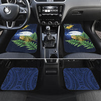 Kakapo New Zealand Personalised Car Mats Kowhai Flower Silver Fern Maori Pattern LT22 Set 4pcs Blue - Polynesian Pride