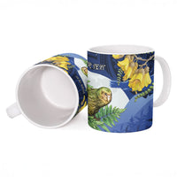 Kakapo New Zealand Personalised Ceramic Mug Kowhai Flower Silver Fern Maori Pattern LT22 - Polynesian Pride