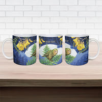 Kakapo New Zealand Personalised Ceramic Mug Kowhai Flower Silver Fern Maori Pattern LT22 - Polynesian Pride