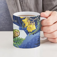 Kakapo New Zealand Personalised Ceramic Mug Kowhai Flower Silver Fern Maori Pattern LT22 - Polynesian Pride