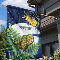 Kakapo New Zealand Personalised Garden Flag Kowhai Flower Silver Fern Maori Pattern LT22 - Polynesian Pride