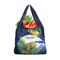 Kakapo New Zealand Personalised Grocery Bag Kowhai Flower Silver Fern Maori Pattern LT22 1-pack One Size Blue - Polynesian Pride