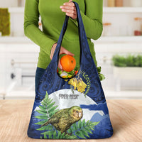 Kakapo New Zealand Personalised Grocery Bag Kowhai Flower Silver Fern Maori Pattern LT22 - Polynesian Pride