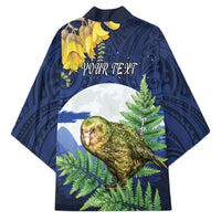 Kakapo New Zealand Personalised Kimono Kowhai Flower Silver Fern Maori Pattern LT22 - Polynesian Pride