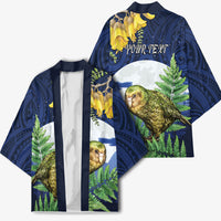 Kakapo New Zealand Personalised Kimono Kowhai Flower Silver Fern Maori Pattern LT22 - Polynesian Pride