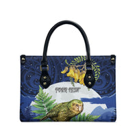 Kakapo New Zealand Personalised Leather Bag Kowhai Flower Silver Fern Maori Pattern LT22 - Polynesian Pride