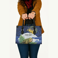 Kakapo New Zealand Personalised Leather Bag Kowhai Flower Silver Fern Maori Pattern LT22 - Polynesian Pride