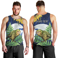 Kakapo New Zealand Personalised Men Tank Top Kowhai Flower Silver Fern Maori Pattern LT22 - Polynesian Pride