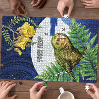 Kakapo New Zealand Personalised Puzzle Kowhai Flower Silver Fern Maori Pattern LT22 - Polynesian Pride