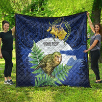 Kakapo New Zealand Personalised Quilt Kowhai Flower Silver Fern Maori Pattern LT22 - Polynesian Pride