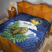 Kakapo New Zealand Personalised Quilt Kowhai Flower Silver Fern Maori Pattern LT22 - Polynesian Pride