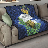 Kakapo New Zealand Personalised Quilt Kowhai Flower Silver Fern Maori Pattern LT22 - Polynesian Pride