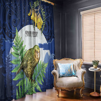 Kakapo New Zealand Personalised Window Curtain Kowhai Flower Silver Fern Maori Pattern LT22 - Polynesian Pride
