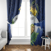 Kakapo New Zealand Personalised Window Curtain Kowhai Flower Silver Fern Maori Pattern LT22 - Polynesian Pride