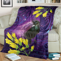 New Zealand Tui Bird Matariki Blanket Kowhai Flower Silver Fern Galaxy Maori Pattern LT22 - Polynesian Pride