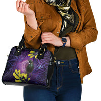 New Zealand Tui Bird Matariki Shoulder Handbag Kowhai Flower Silver Fern Galaxy Maori Pattern LT22 - Polynesian Pride