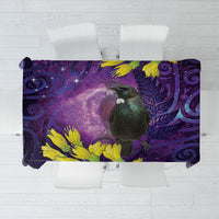 New Zealand Tui Bird Matariki Tablecloth Kowhai Flower Silver Fern Galaxy Maori Pattern LT22 Purple - Polynesian Pride