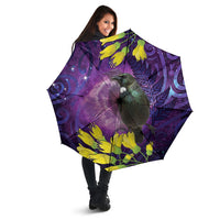 New Zealand Tui Bird Matariki Umbrella Kowhai Flower Silver Fern Galaxy Maori Pattern LT22 - Polynesian Pride