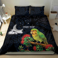 New Zealand Kakapo Matariki Personalised Bedding Set Pohutukawa Flower Galaxy Maori Pattern LT22 - Polynesian Pride