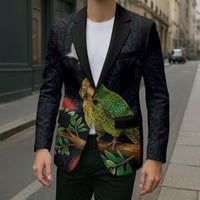 New Zealand Kakapo Matariki Personalised Blazer Pohutukawa Flower Galaxy Maori Pattern LT22 - Polynesian Pride