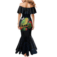 New Zealand Kakapo Matariki Personalised Family Matching Mermaid Dress and Hawaiian Shirt Pohutukawa Flower Galaxy Maori Pattern