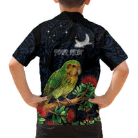 New Zealand Kakapo Matariki Personalised Family Matching Tank Maxi Dress and Hawaiian Shirt Pohutukawa Flower Galaxy Maori Pattern