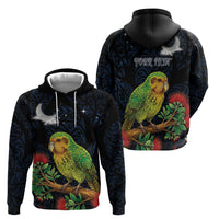 New Zealand Kakapo Matariki Personalised Hoodie Pohutukawa Flower Galaxy Maori Pattern LT22 - Polynesian Pride