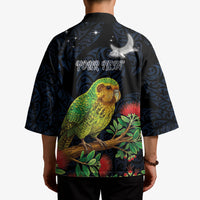 New Zealand Kakapo Matariki Personalised Kimono Pohutukawa Flower Galaxy Maori Pattern LT22 - Polynesian Pride