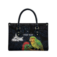 New Zealand Kakapo Matariki Personalised Leather Bag Pohutukawa Flower Galaxy Maori Pattern LT22 - Polynesian Pride