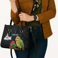 New Zealand Kakapo Matariki Personalised Leather Bag Pohutukawa Flower Galaxy Maori Pattern LT22 - Polynesian Pride