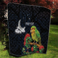 New Zealand Kakapo Matariki Personalised Quilt Pohutukawa Flower Galaxy Maori Pattern LT22 - Polynesian Pride