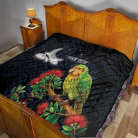 New Zealand Kakapo Matariki Personalised Quilt Pohutukawa Flower Galaxy Maori Pattern LT22 - Polynesian Pride