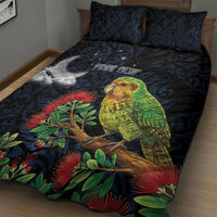 New Zealand Kakapo Matariki Personalised Quilt Bed Set Pohutukawa Flower Galaxy Maori Pattern LT22 - Polynesian Pride