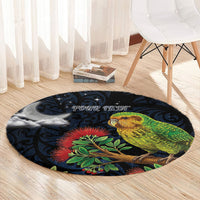 New Zealand Kakapo Matariki Personalised Round Carpet Pohutukawa Flower Galaxy Maori Pattern LT22 - Polynesian Pride