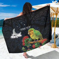 New Zealand Kakapo Matariki Personalised Sarong Pohutukawa Flower Galaxy Maori Pattern LT22 One Size 44 x 66 inches Black - Polynesian Pride