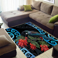 Tui Bird Kakabeak New Zealand Area Rug Clianthus Galaxy Maori Koru Pattern LT22 - Polynesian Pride