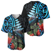 Tui Bird Kakabeak New Zealand Baseball Jersey Clianthus Galaxy Maori Koru Pattern LT22 - Polynesian Pride