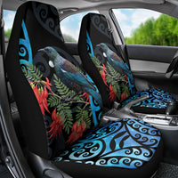 Tui Bird Kakabeak New Zealand Car Seat Cover Clianthus Galaxy Maori Koru Pattern LT22 - Polynesian Pride