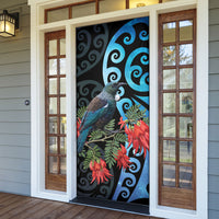 Tui Bird Kakabeak New Zealand Door Cover Clianthus Galaxy Maori Koru Pattern LT22 - Polynesian Pride