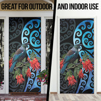 Tui Bird Kakabeak New Zealand Door Cover Clianthus Galaxy Maori Koru Pattern LT22 - Polynesian Pride