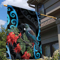 Tui Bird Kakabeak New Zealand Garden Flag Clianthus Galaxy Maori Koru Pattern LT22 - Polynesian Pride
