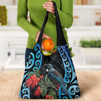 Tui Bird Kakabeak New Zealand Grocery Bag Clianthus Galaxy Maori Koru Pattern LT22 - Polynesian Pride