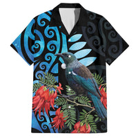 Tui Bird Kakabeak New Zealand Hawaiian Shirt Clianthus Galaxy Maori Koru Pattern LT22 Blue - Polynesian Pride