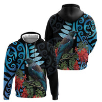 Tui Bird Kakabeak New Zealand Hoodie Clianthus Galaxy Maori Koru Pattern LT22 - Polynesian Pride