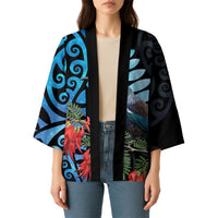 Tui Bird Kakabeak New Zealand Kimono Clianthus Galaxy Maori Koru Pattern LT22 - Polynesian Pride