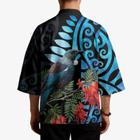 Tui Bird Kakabeak New Zealand Kimono Clianthus Galaxy Maori Koru Pattern LT22 - Polynesian Pride